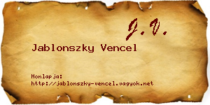 Jablonszky Vencel névjegykártya